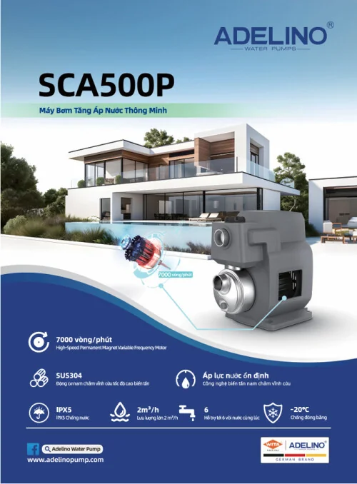 Bơm tăng áp điện tử Adelino SCA500-P